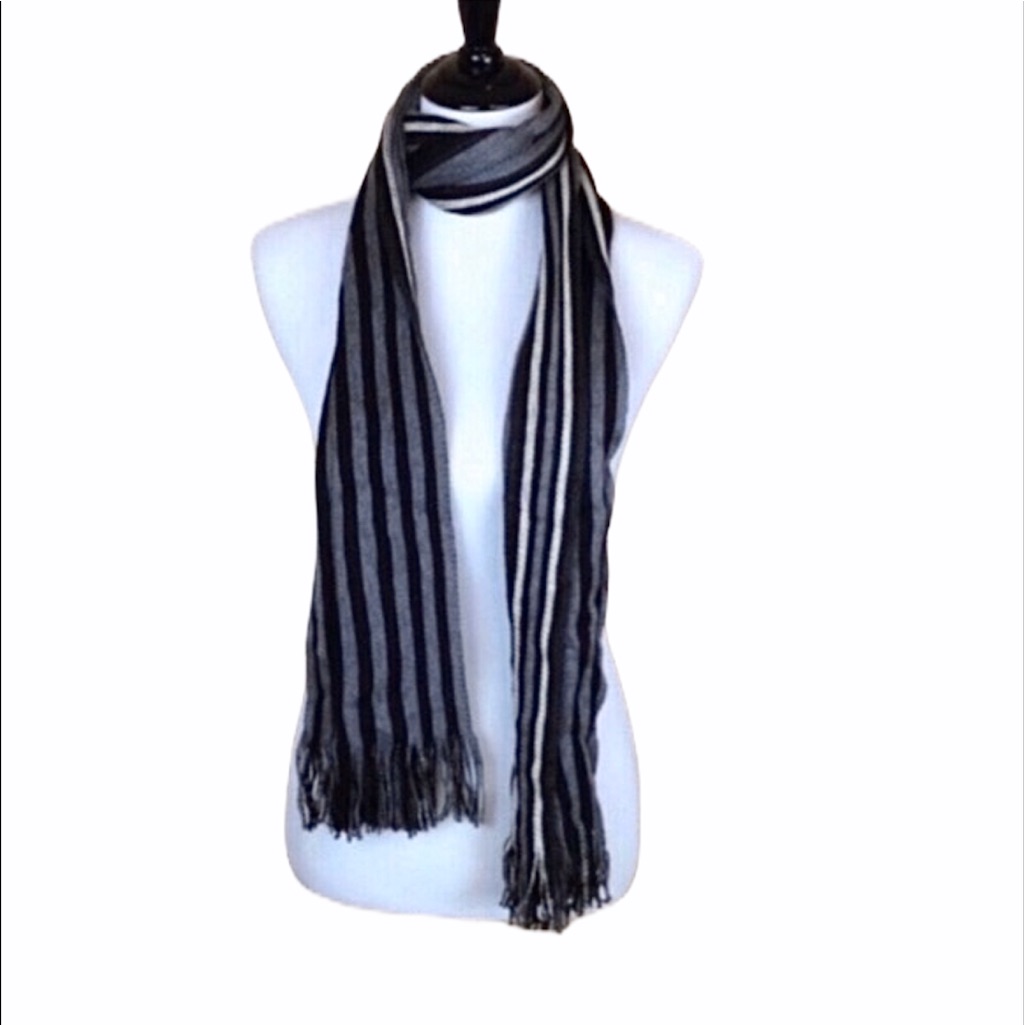 Apt. 9 Charcoal & Heather Striped 64 X 10 Fringed Scarf